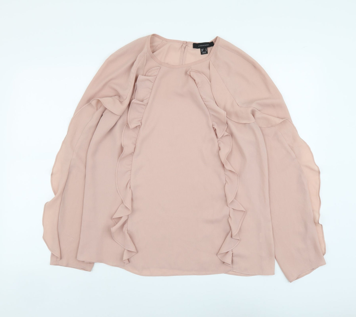 Atmosphere Womens Pink Polyester Basic Blouse Size 14 Round Neck