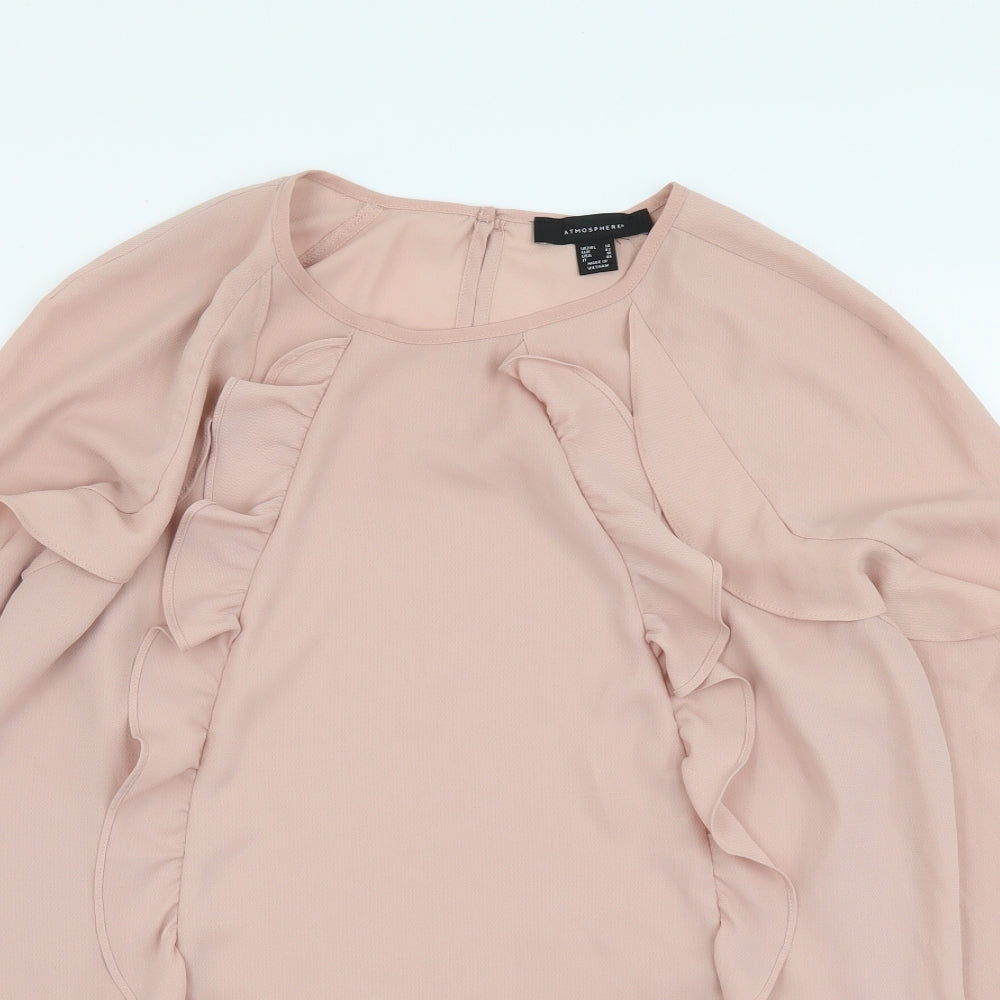 Atmosphere Womens Pink Polyester Basic Blouse Size 14 Round Neck