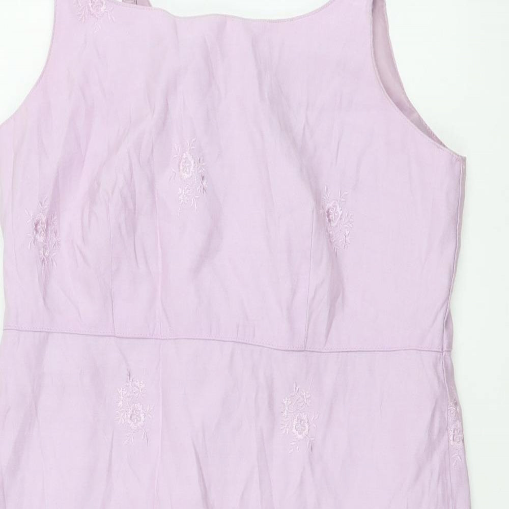Gap Womens Purple Polyester Slip Dress Size 8 Round Neck Zip