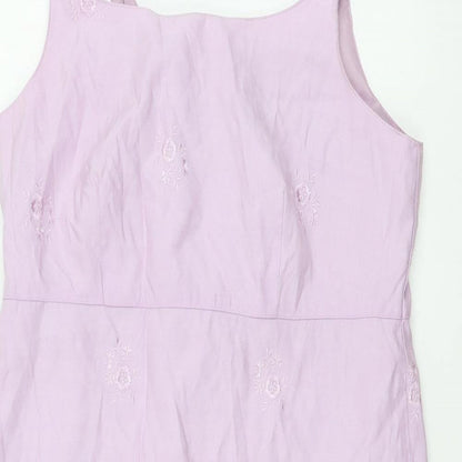 Gap Womens Purple Polyester Slip Dress Size 8 Round Neck Zip