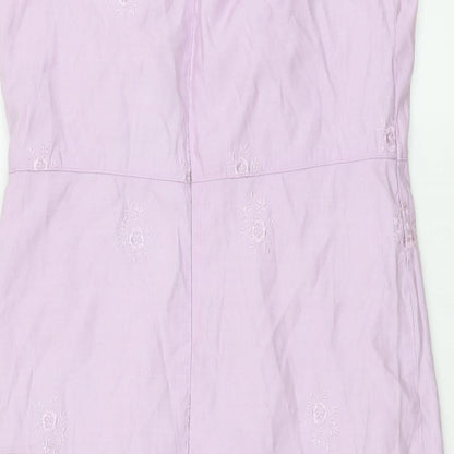 Gap Womens Purple Polyester Slip Dress Size 8 Round Neck Zip