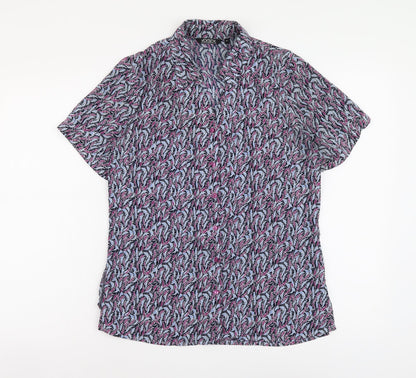 Womens UK Size 10 Vortex Blue Basic Button-Up