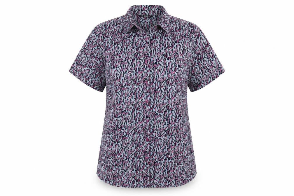 Womens UK Size 10 Vortex Blue Basic Button-Up