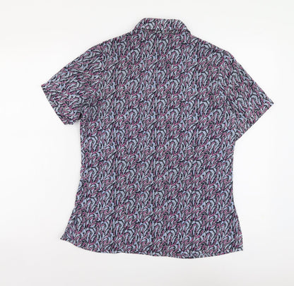 Womens UK Size 10 Vortex Blue Basic Button-Up