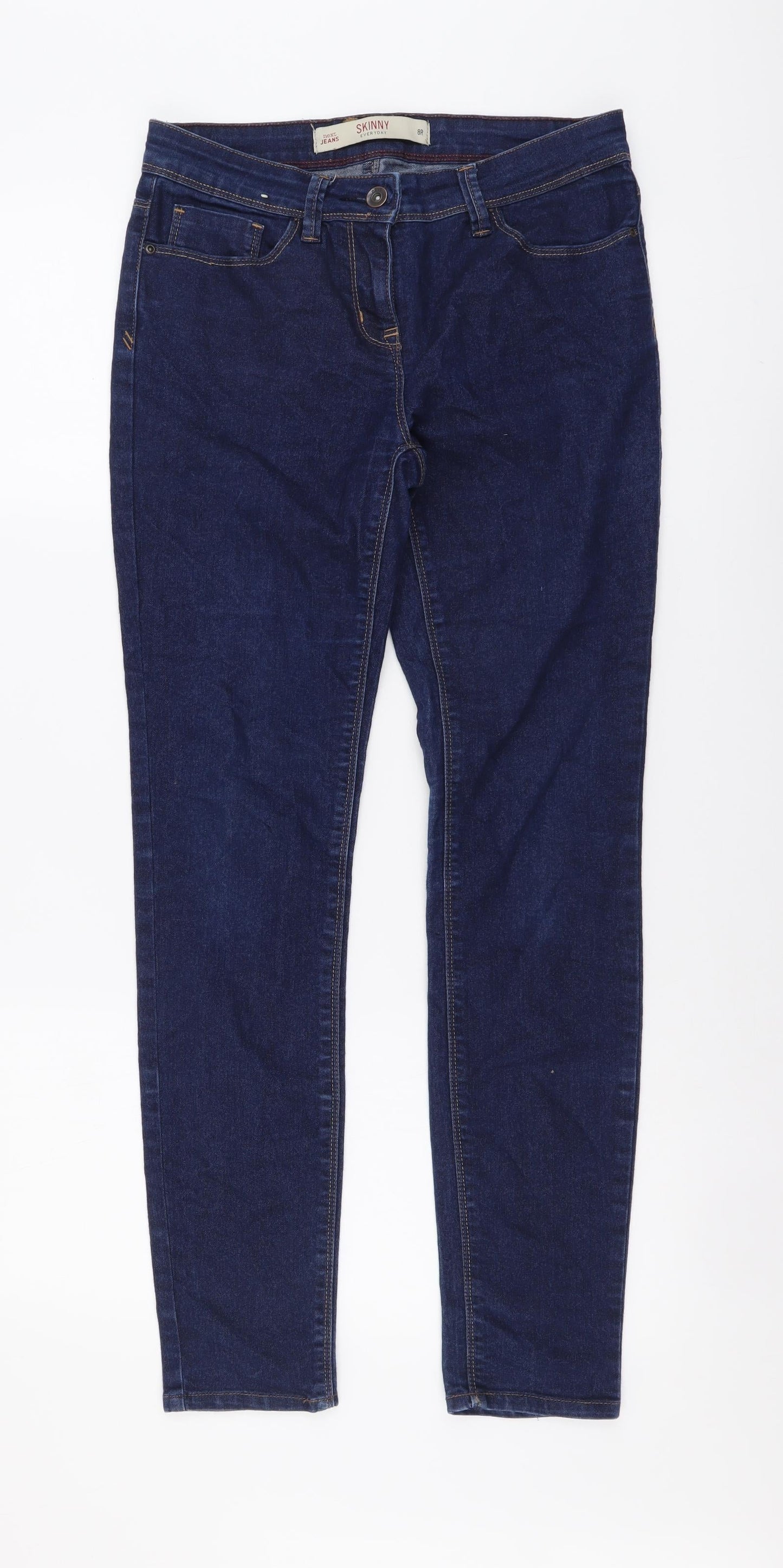 NEXT Womens Blue Cotton Skinny Jeans Size 8 L29 in Regular Button