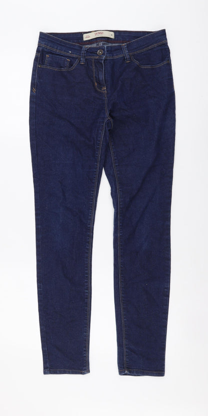 NEXT Womens Blue Cotton Skinny Jeans Size 8 L29 in Regular Button