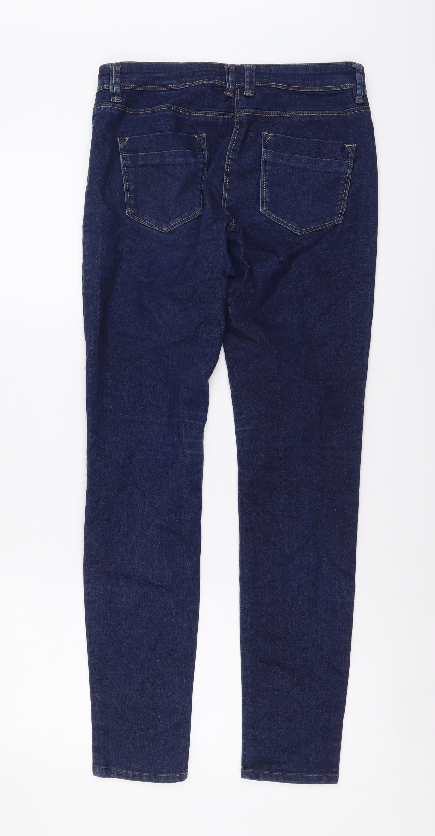 NEXT Womens Blue Cotton Skinny Jeans Size 8 L29 in Regular Button