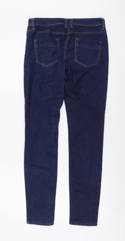 NEXT Womens Blue Cotton Skinny Jeans Size 8 L29 in Regular Button