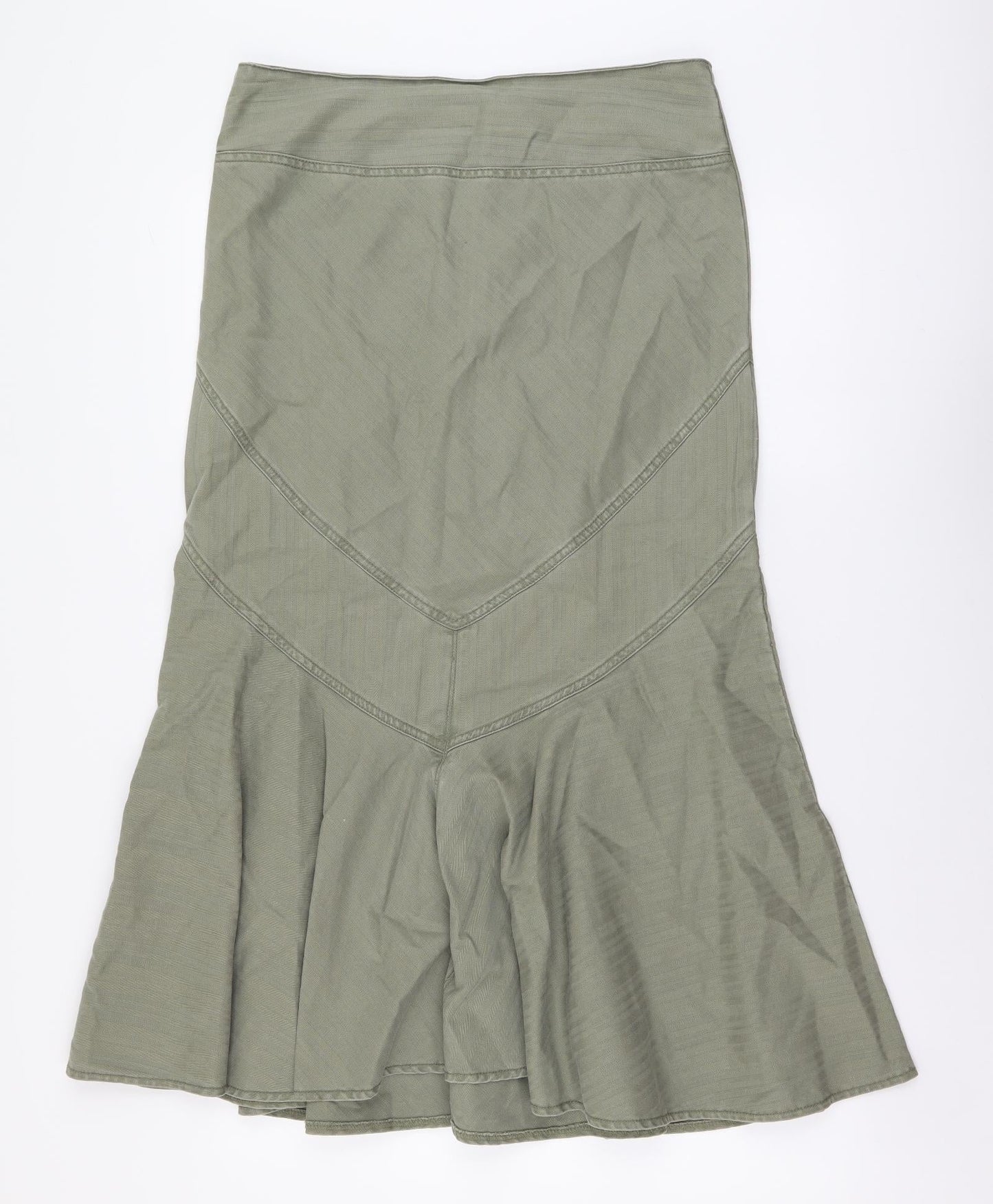 George Womens Green Cotton A-Line Skirt Size 12 Zip