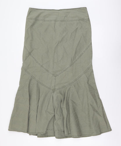 George Womens Green Cotton A-Line Skirt Size 12 Zip