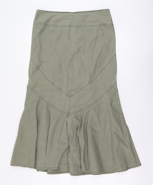 George Womens Green Cotton A-Line Skirt Size 12 Zip
