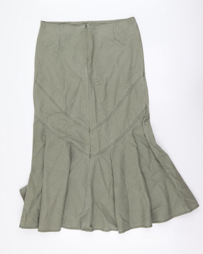 George Womens Green Cotton A-Line Skirt Size 12 Zip