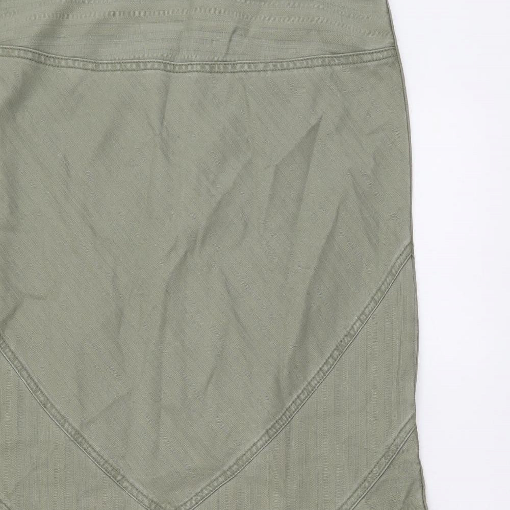 George Womens Green Cotton A-Line Skirt Size 12 Zip