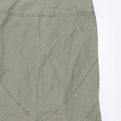 George Womens Green Cotton A-Line Skirt Size 12 Zip