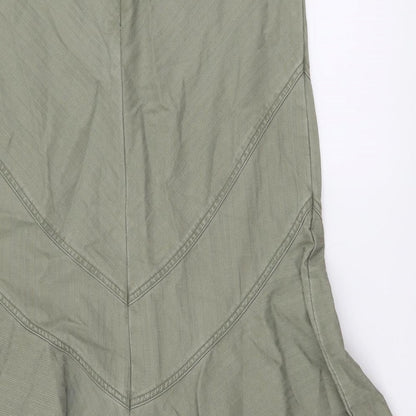 George Womens Green Cotton A-Line Skirt Size 12 Zip