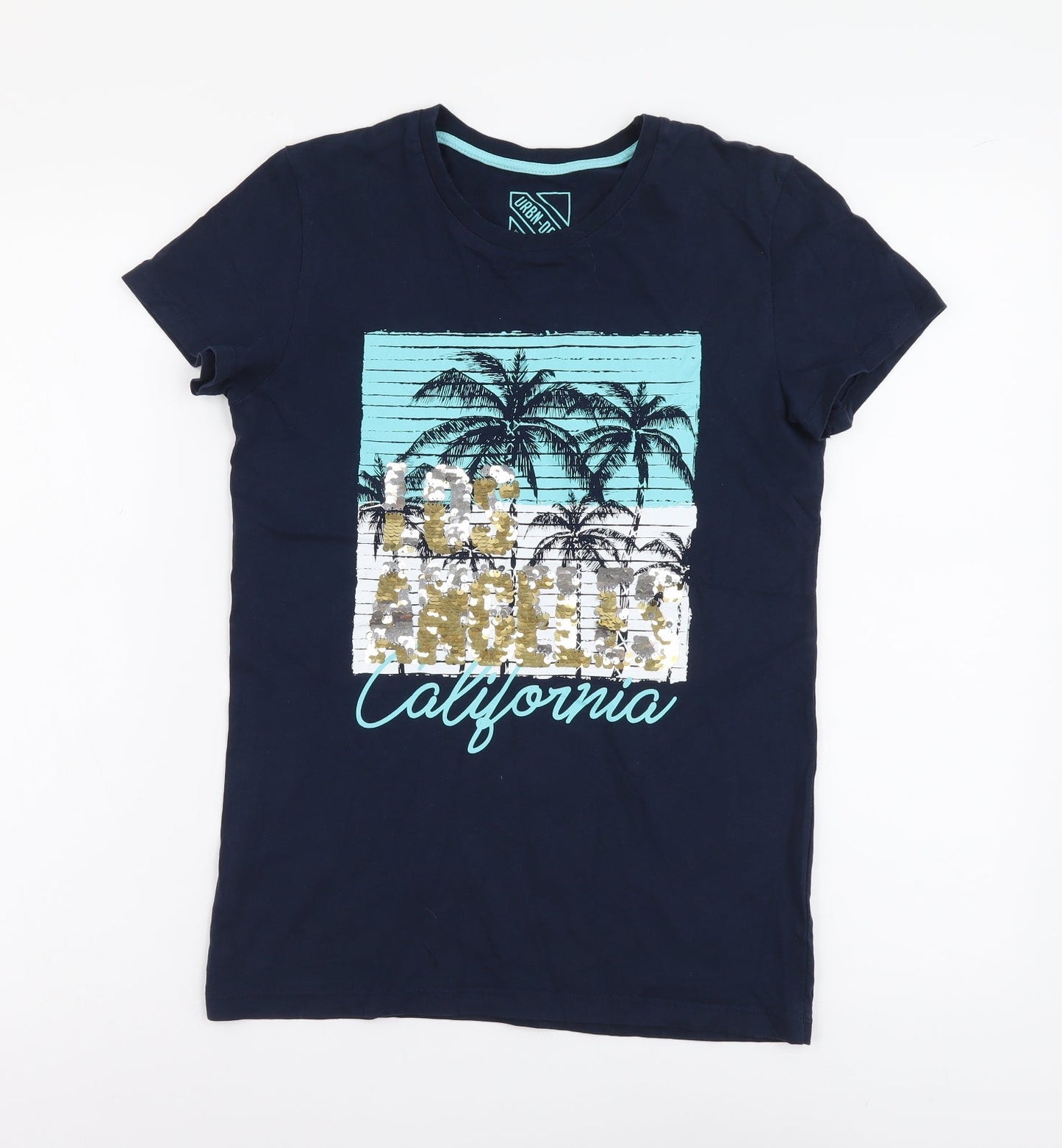 Urban-Dept Boys Blue Cotton Basic T-Shirt Size 12 Years Round Neck Pullover - California