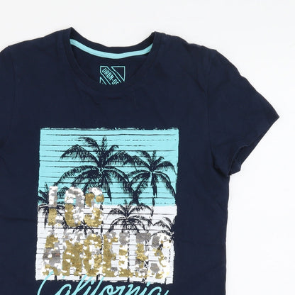 Urban-Dept Boys Blue Cotton Basic T-Shirt Size 12 Years Round Neck Pullover - California