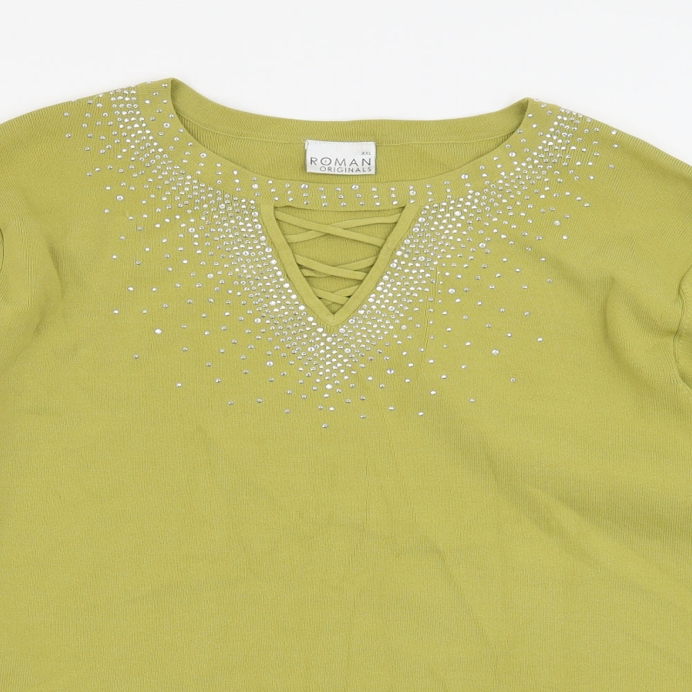 Womens UK Size 2XL Roman Green Pullover Jumper