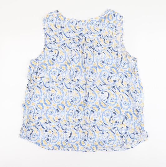 F&F Womens Blue Geometric Viscose Basic Tank Size 10 V-Neck