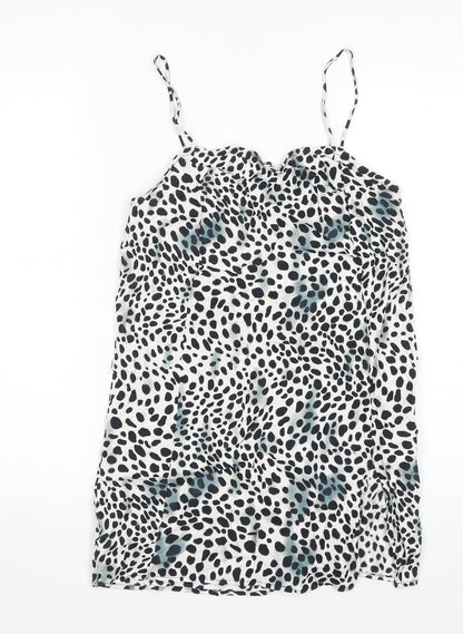 Motel Womens Black Animal Print Viscose Slip Dress Size 2XS Sweetheart Pullover - Cheetah Print