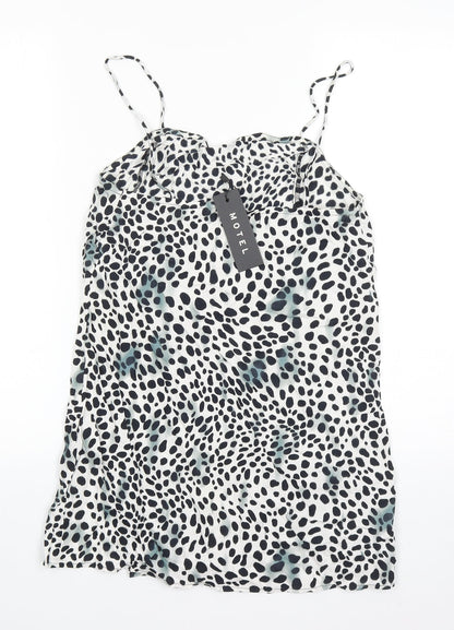 Motel Womens Black Animal Print Viscose Slip Dress Size 2XS Sweetheart Pullover - Cheetah Print