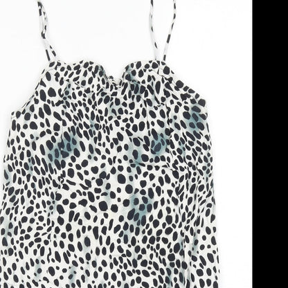 Motel Womens Black Animal Print Viscose Slip Dress Size 2XS Sweetheart Pullover - Cheetah Print