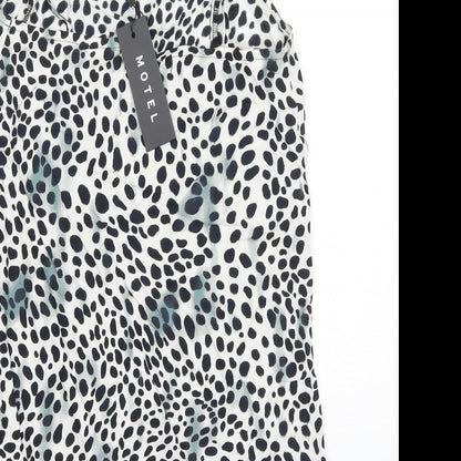Motel Womens Black Animal Print Viscose Slip Dress Size 2XS Sweetheart Pullover - Cheetah Print