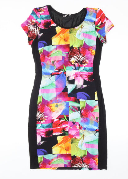 Lakeland Womens Multicoloured Floral Polyester Pencil Dress Size 10 Boat Neck Pullover