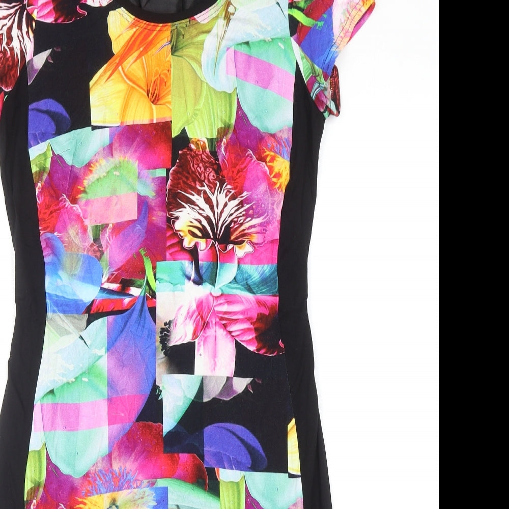 Lakeland Womens Multicoloured Floral Polyester Pencil Dress Size 10 Boat Neck Pullover