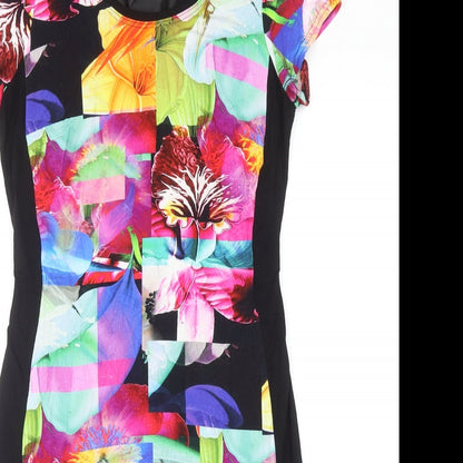 Lakeland Womens Multicoloured Floral Polyester Pencil Dress Size 10 Boat Neck Pullover