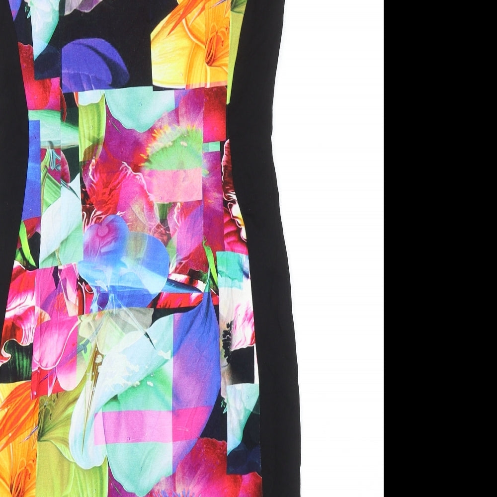 Lakeland Womens Multicoloured Floral Polyester Pencil Dress Size 10 Boat Neck Pullover