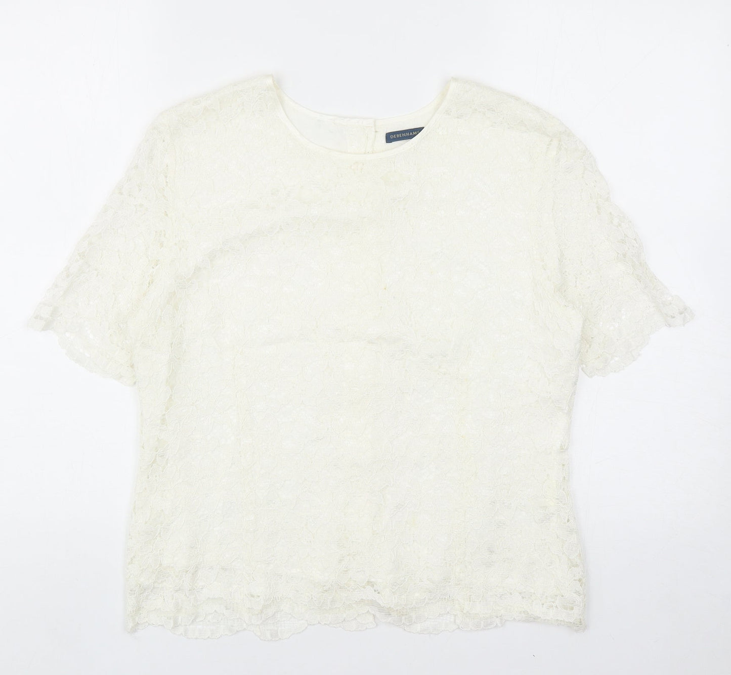 Womens UK Size 14 Debenhams Ivory Basic T-Shirt