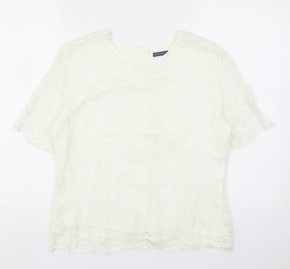 Womens UK Size 14 Debenhams Ivory Basic T-Shirt