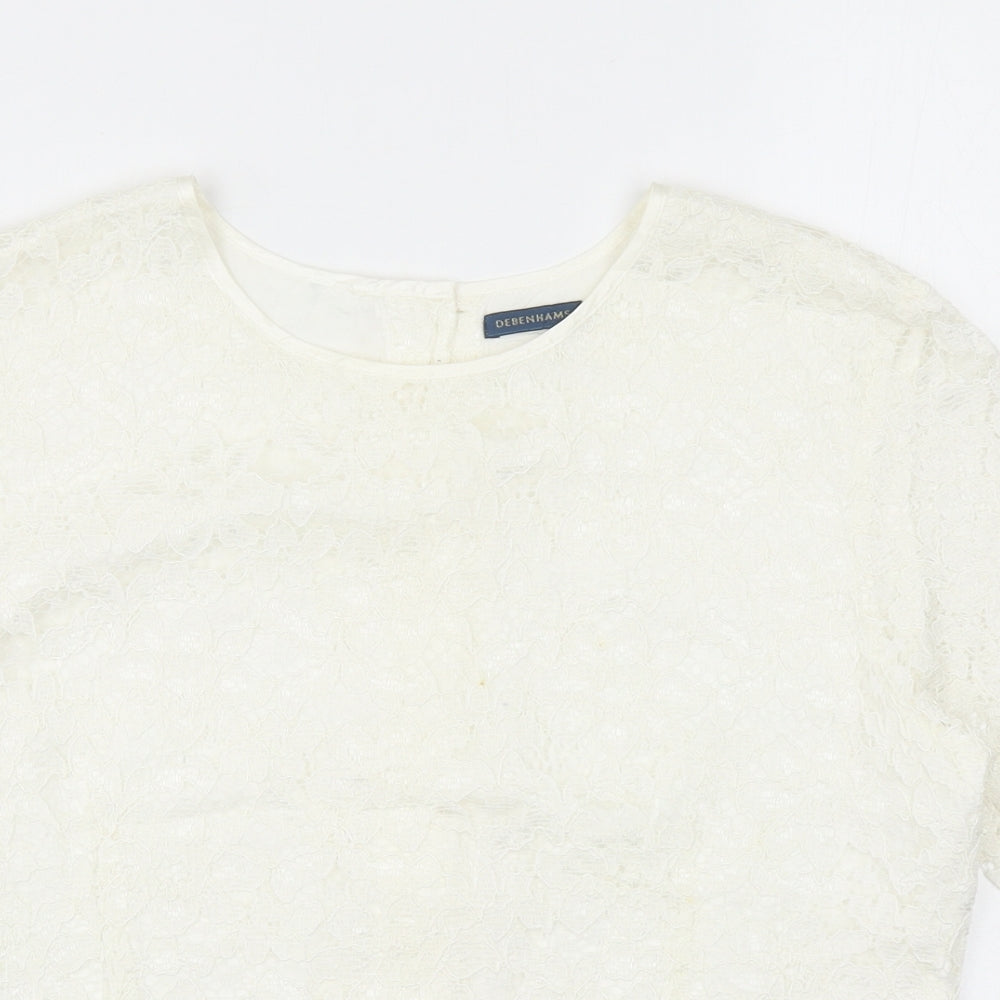 Womens UK Size 14 Debenhams Ivory Basic T-Shirt