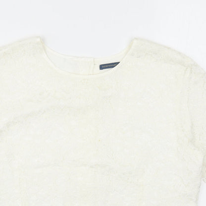 Womens UK Size 14 Debenhams Ivory Basic T-Shirt