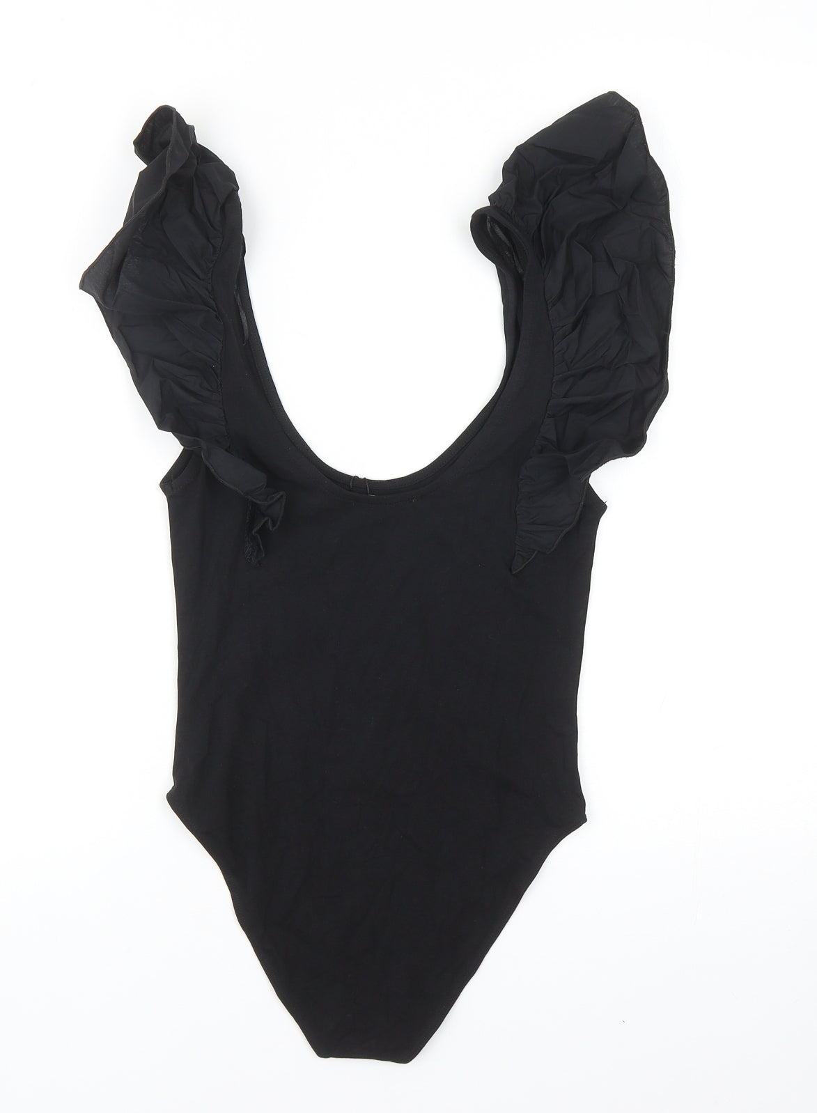 Zara Womens Black Cotton Bodysuit One-Piece Size S Snap