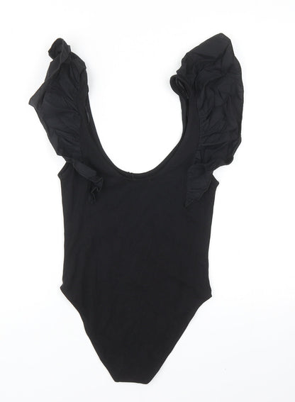 Zara Womens Black Cotton Bodysuit One-Piece Size S Snap