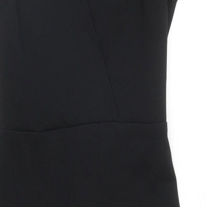 ASOS Womens Black Polyester Pencil Dress Size 8 V-Neck Zip - Lace trim