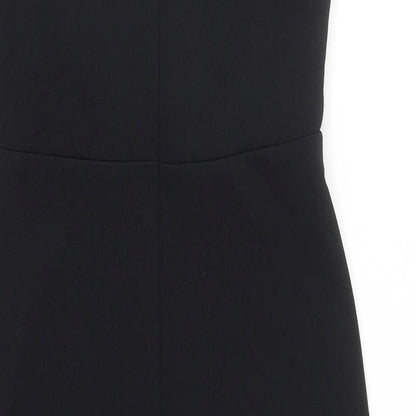 ASOS Womens Black Polyester Pencil Dress Size 8 V-Neck Zip - Lace trim