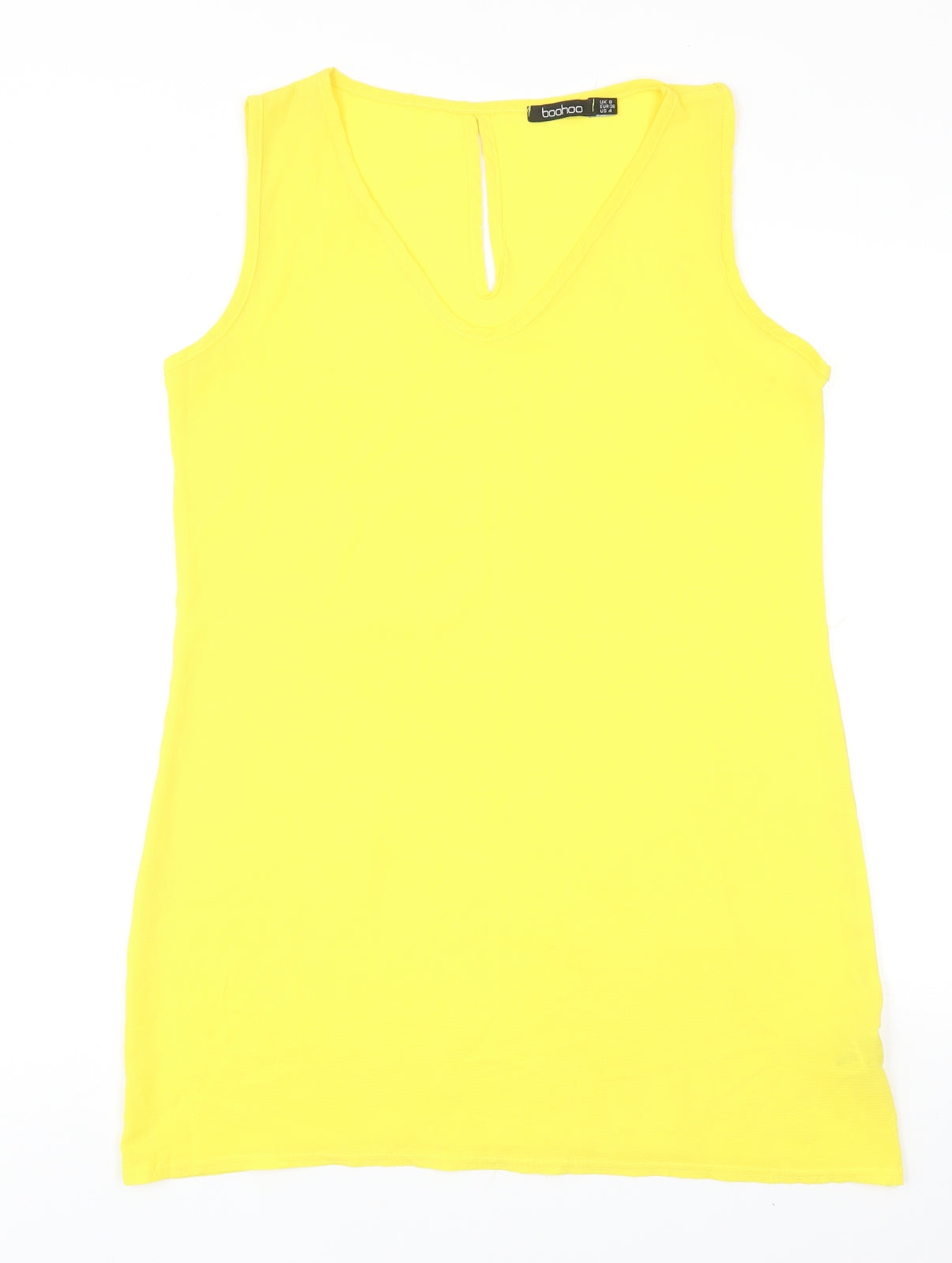 Boohoo Womens Yellow Polyester Shift Size 12 V-Neck Pullover