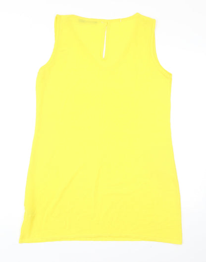 Boohoo Womens Yellow Polyester Shift Size 12 V-Neck Pullover