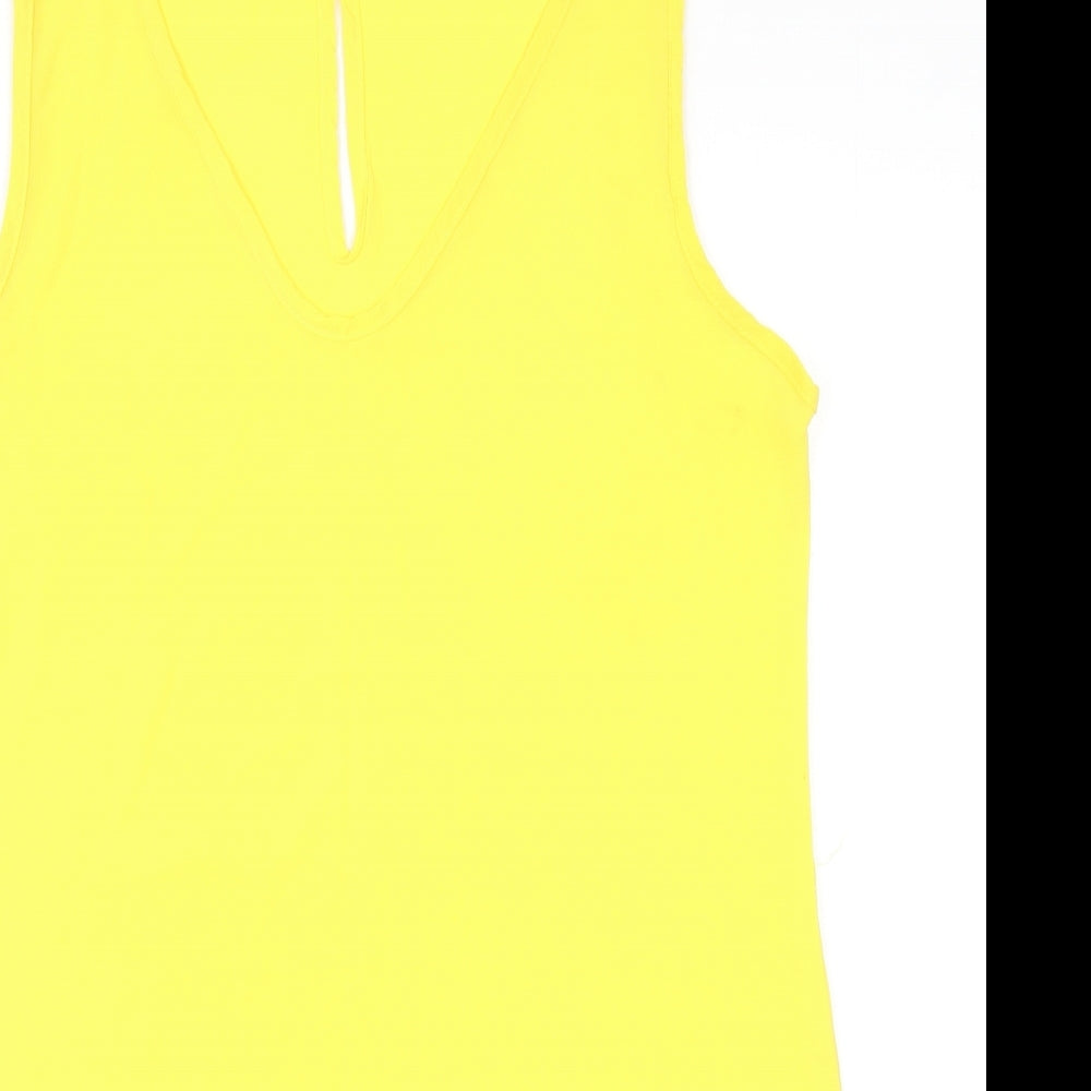 Boohoo Womens Yellow Polyester Shift Size 12 V-Neck Pullover