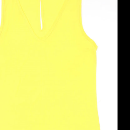 Boohoo Womens Yellow Polyester Shift Size 12 V-Neck Pullover