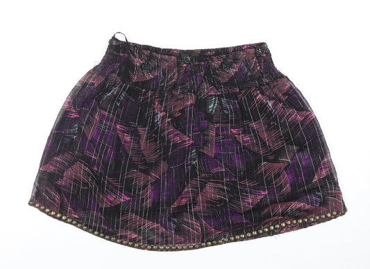 Miss Selfridge Womens Black Geometric Polyester Mini Skirt Size 6