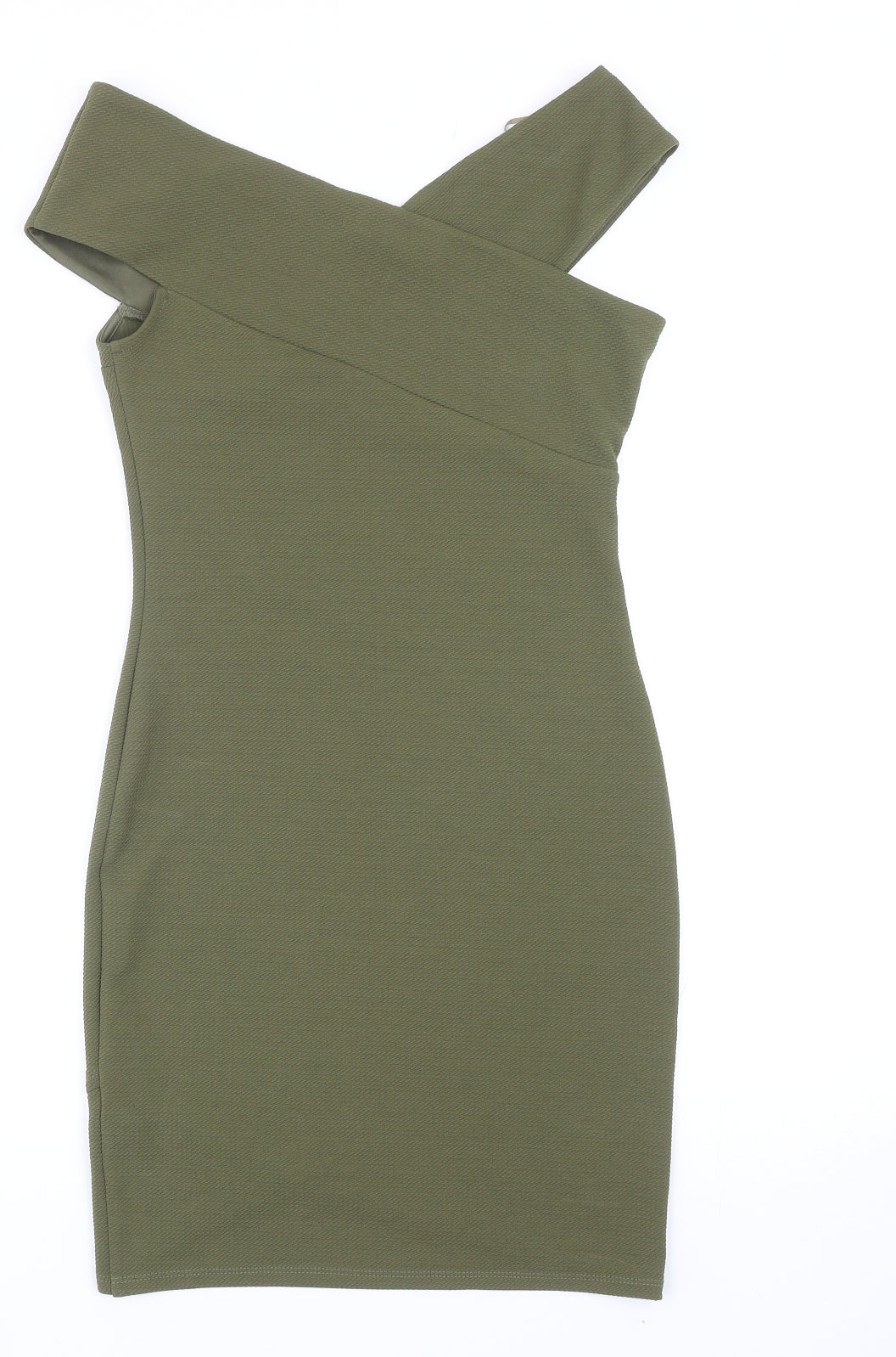 Miss Selfridge Womens Green Polyester Bodycon Size 10 V-Neck Pullover