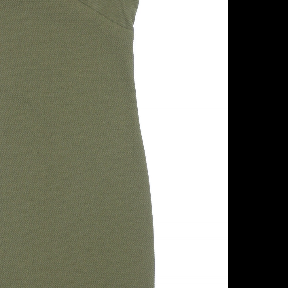 Miss Selfridge Womens Green Polyester Bodycon Size 10 V-Neck Pullover