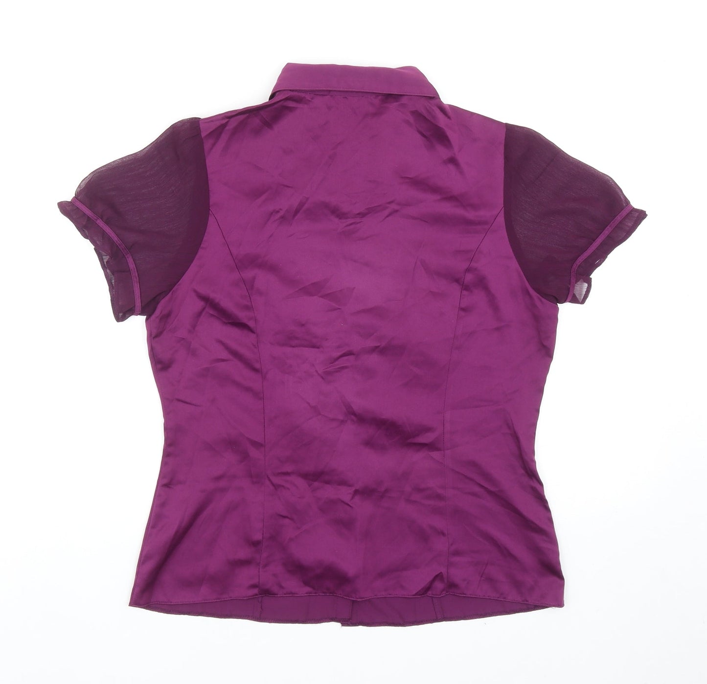 Mia Moda Womens Purple Polyester Basic Button-Up Size 12 Collared