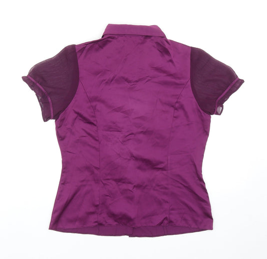 Mia Moda Womens Purple Polyester Basic Button-Up Size 12 Collared