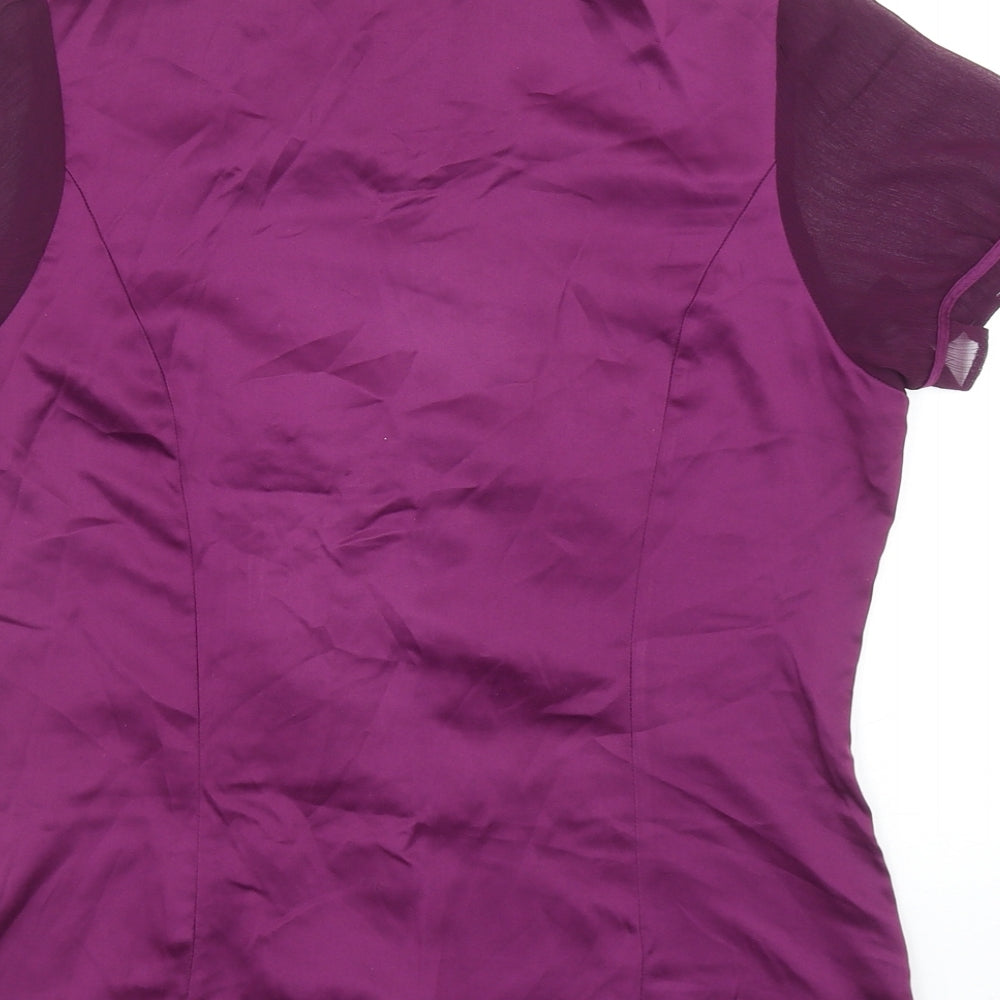 Mia Moda Womens Purple Polyester Basic Button-Up Size 12 Collared