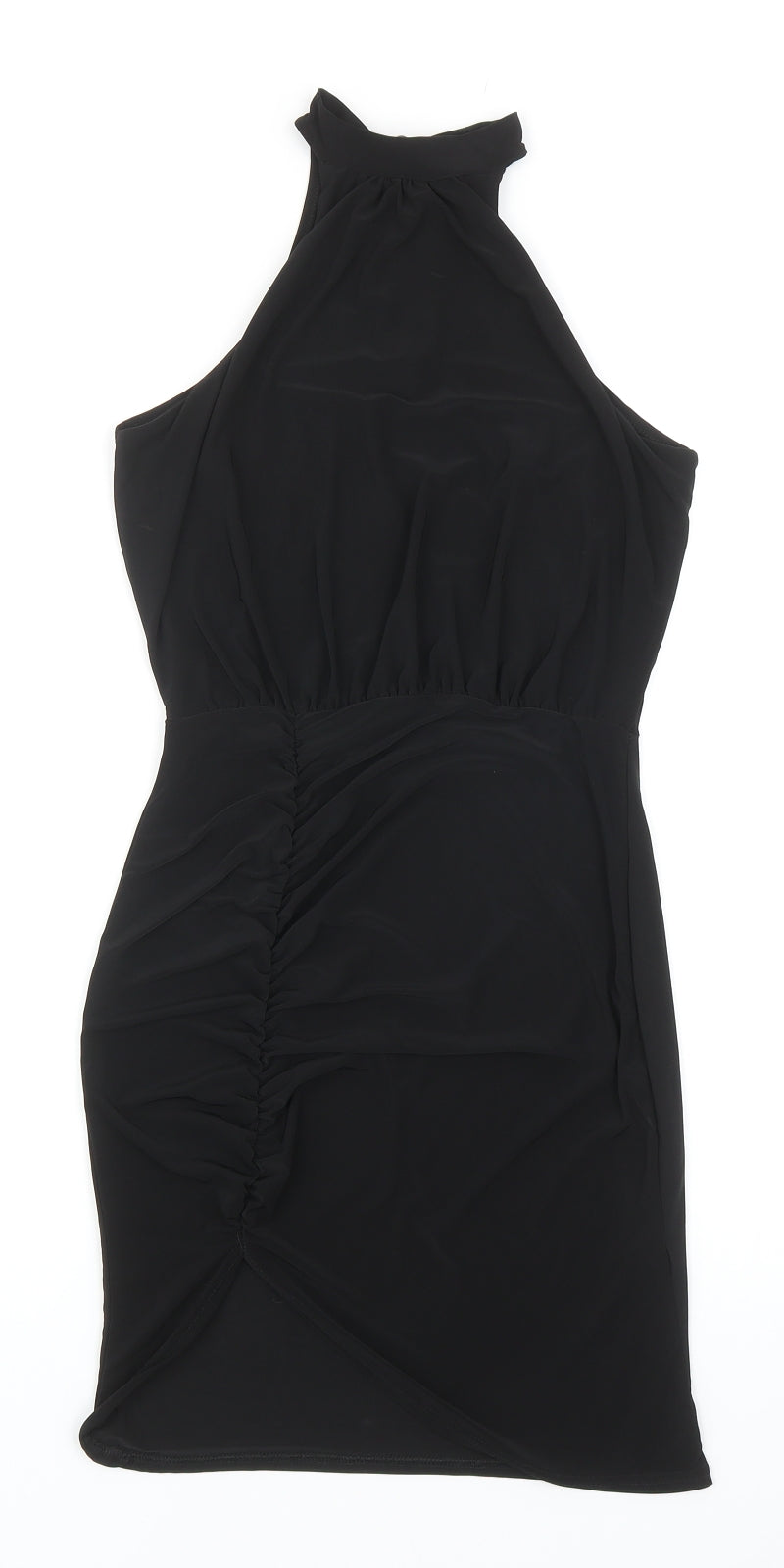 Boohoo Womens Black Polyester Bodycon Size 10 Halter Button